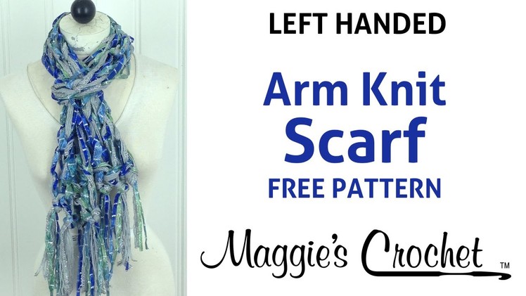 Arm Knit Starbella Flash & Starry Night Blue Fringed Scarf - Left Handed