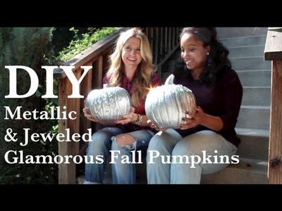 DIY Metallic And Jeweled Fall Pumpkins - So Glam!