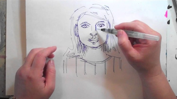 One Minute Technique: Ink Pen + Waterbrush