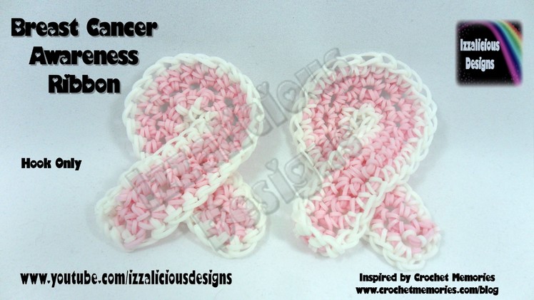 Rainbow Loom Breast Cancer Awareness Ribbon - loom-less.hook only - Inspired by Crochet Memories