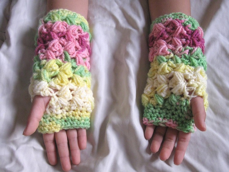 Zig Zag Puff Stitch Finger less Gloves - Left Handed Crochet Tutorial