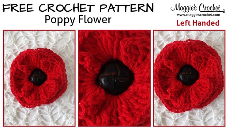 Button Poppy Free Crochet Pattern - Left Handed