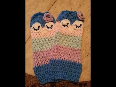 Crochet Child Sleepy Owl Leg Warmers DIY tutorial