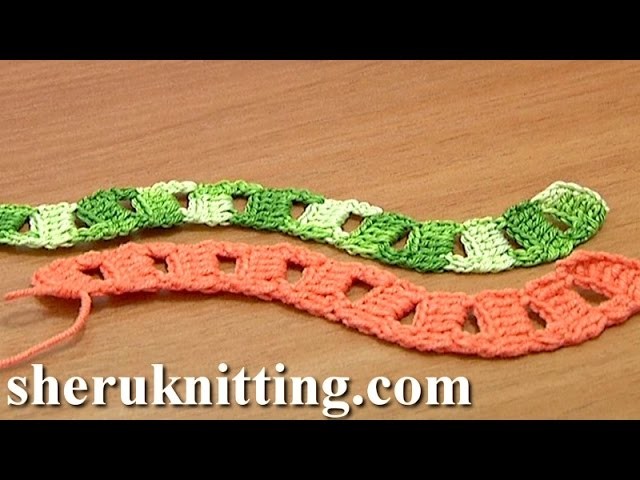 Crochet Curved Cord Square Holes Tutorial 12 Two-Double Crochet Cluster Stitch