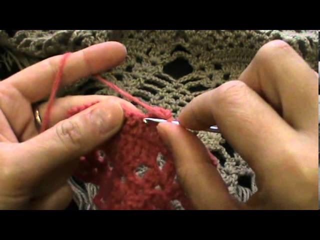 Crochet pineapple stitch triangular shawl rows 1 -10