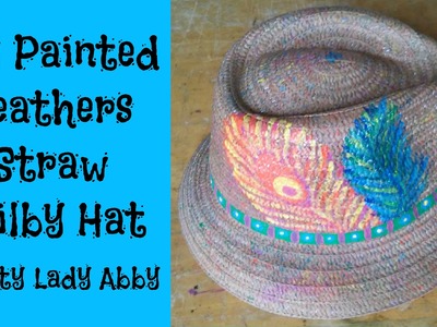 DIY Painted Feathers Straw Trilby Hat
