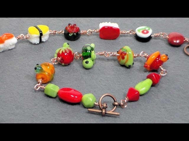 Easy lampwork bead and wire bracelet