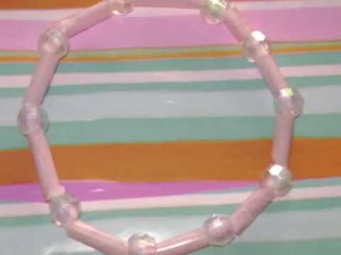 How to make a cute bracelet with hair beads and a drinking straw - EP