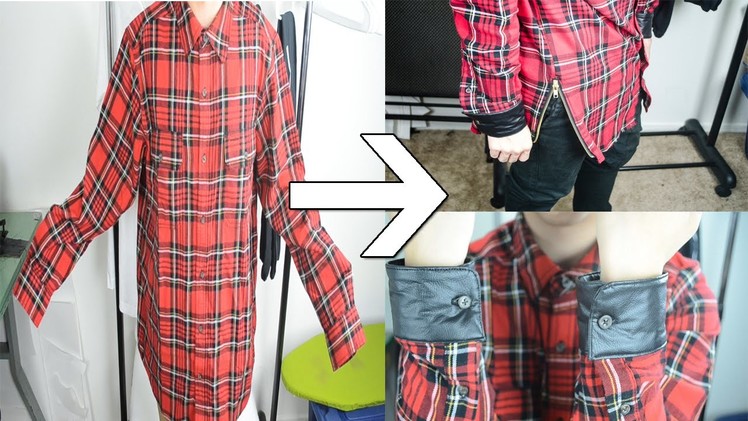 KAD Transformations #1: Oversized flannel to Elongated Zipped Flannel