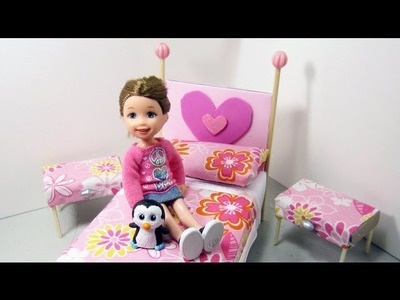 Make a bed and side tables from cardboard for your doll house - Doll Crafts