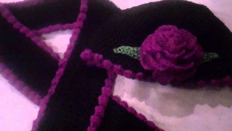 Purple flower Beanie and Scarf Set.