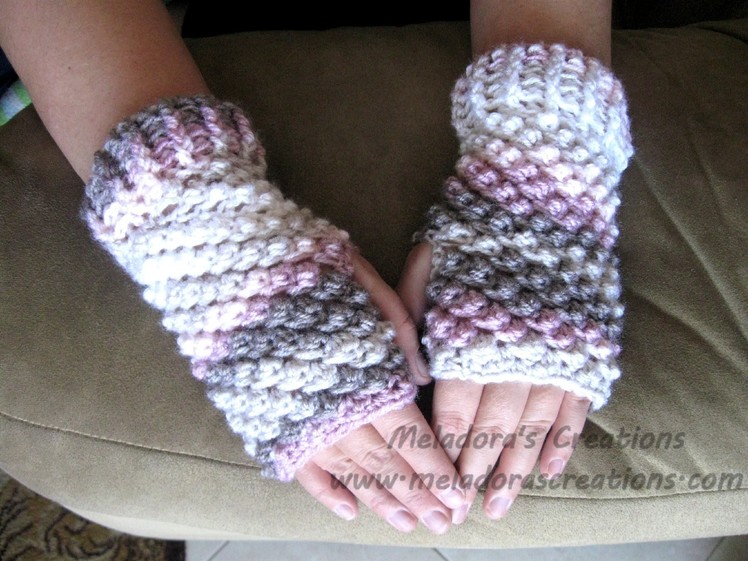 Raspberry Stitch Finger Less gloves Tutorial - Left Handed
