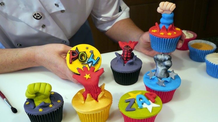 Spiderman, Superman, Batman, Incredible Hulk - Superhero Cupcakes - Cake Craft World Video 8