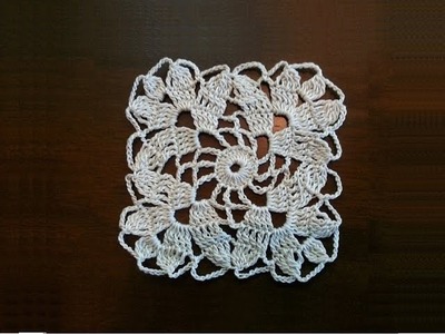 Crochet Square Motif - Leaves Pattern