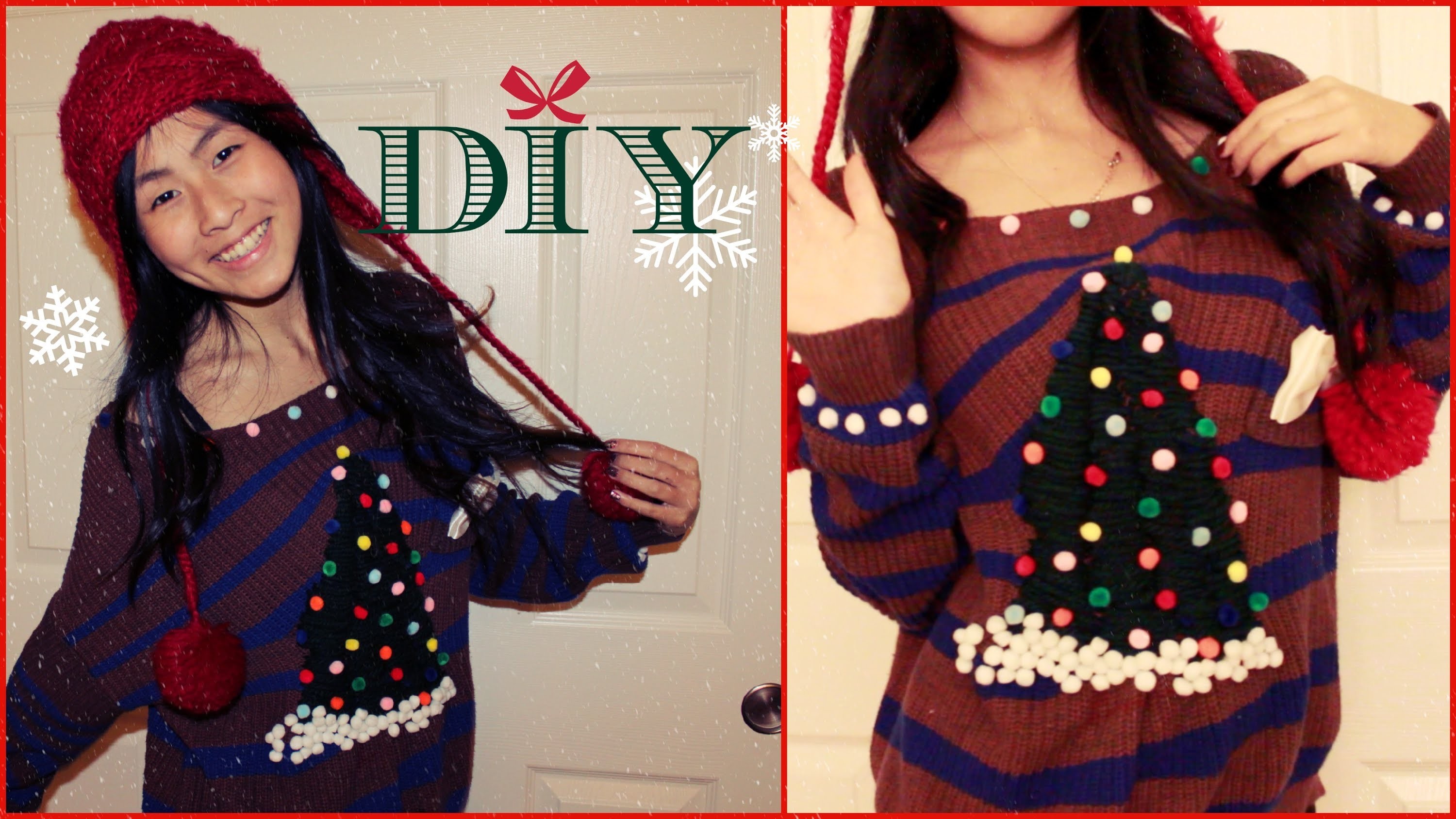 DIY Christmas Ugly Sweater, Cozy Tree + Ornaments How to