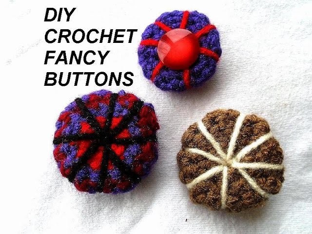 Diy crochet 3 fancy buttons, crochet pattern,