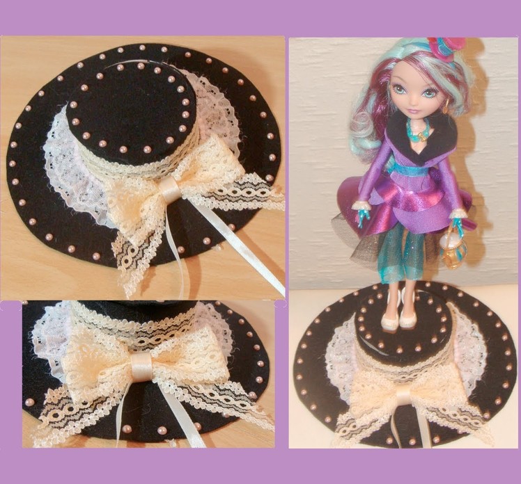 Doll craft: Madeline Hatter decorative top hat display that is also a Jewelry Box