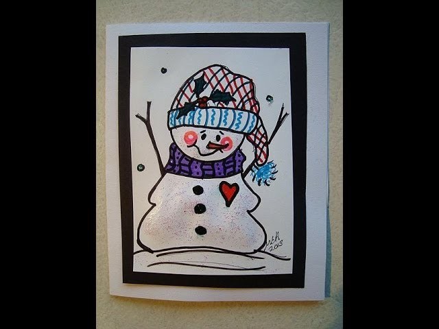 GLITZY SNOWMAN CHRISTMAS CARD, how to diy holiday cards, cardmaking