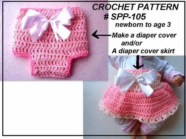 How to crochet a DIAPER COVER SKIRT, free crochet pattern, newborn to 3 months