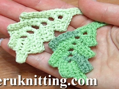 How To Crochet Two-Side Curved Leaf Work In Back Loops Tutorial 4