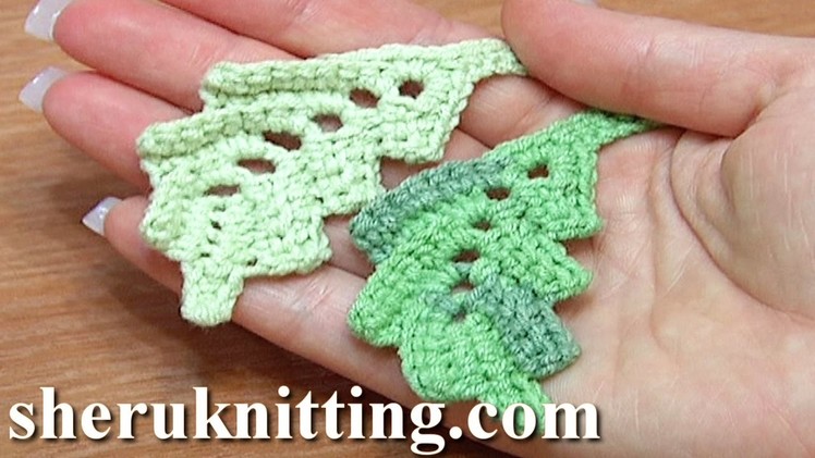 How To Crochet Two-Side Curved Leaf Work In Back Loops Tutorial 4
