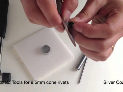 How to use handheld tool to set up cone rivets -- leather craft, sewing, crafts