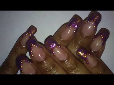 NOTW: Purple Gold Nail Art Design