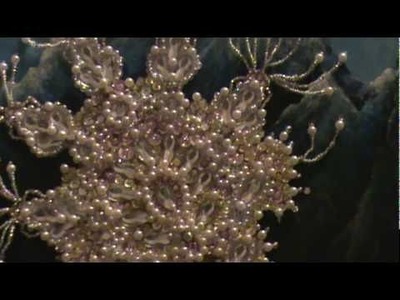 Pearl flower embroidery, swarovski crystals - вышивка бусами