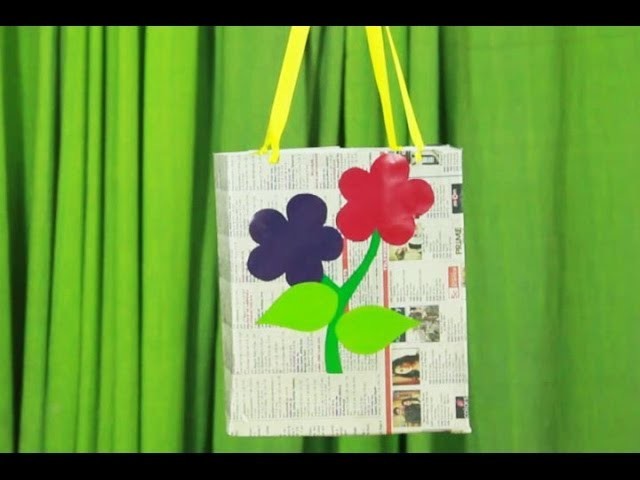 Art and craft videos - How to make News Paper gift bag