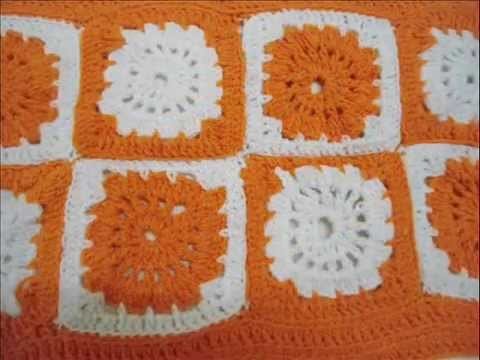Crochet granny square table cloth