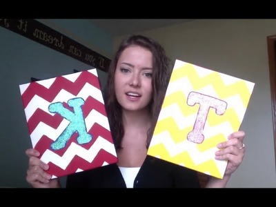 DIY: Chevron Canvas with Glitter Initial :)