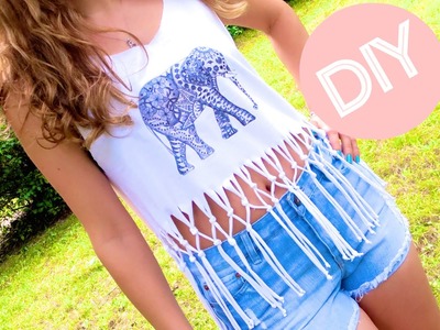 DIY Clothes! Fringe Crop Top + Print Your Own T-shirt (Graphic Tee) no Sew!