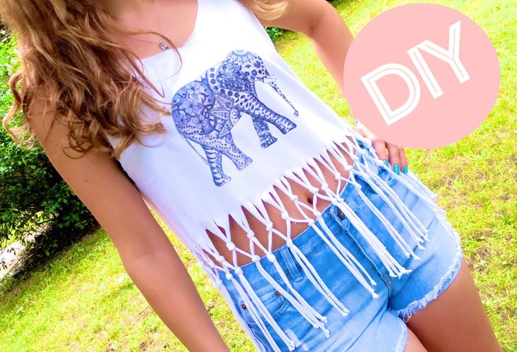 DIY Clothes! Fringe Crop Top + Print Your Own T-shirt (Graphic Tee) no Sew!