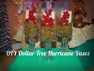 DIY Dollar Tree Hurricane Vases for Christmas!!