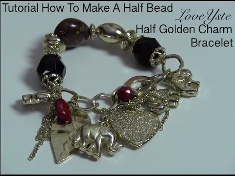 DIY - How To Make A Half Bead Half Golden Charm Bracelet (Easy Tutorial)