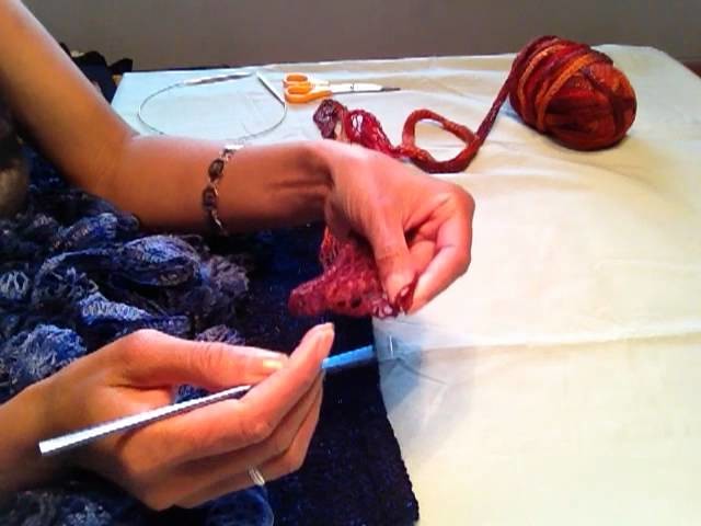 How To Attach Ruffles To A Skirt Using Sashay Yarn - Knitting & crochet Instruction