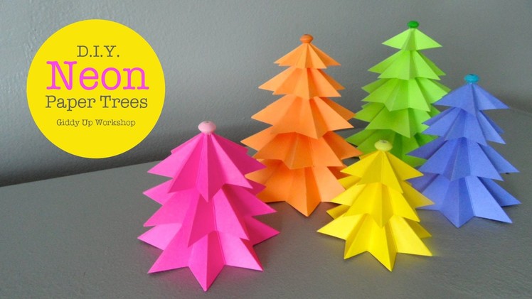 How to Make Easy Small Neon Paper Trees