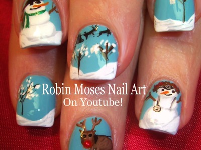 Nail Art Tutorial | DIY Christmas Nail Art | Snowmen & Reindeer Nails for Xmas!!!
