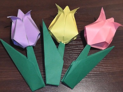 Origami tulip from paper (a flower) master class