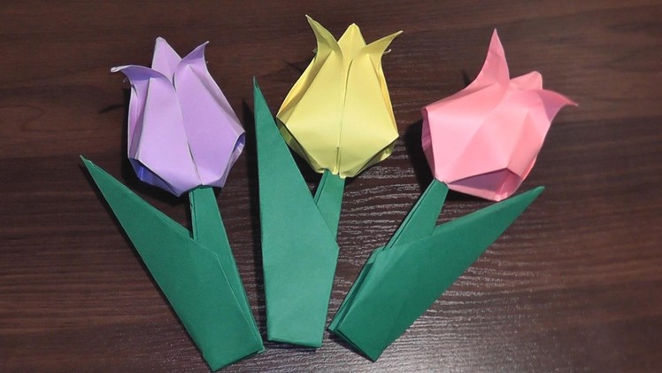 Origami tulip from paper (a flower) master class