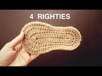 WATCH How To Crochet Espadrille Soles - part 1 of 2  (4 Righties)