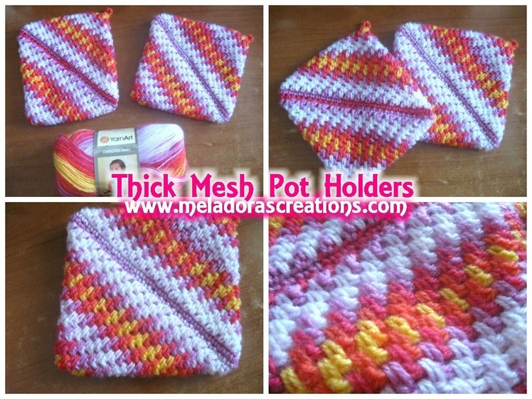 Crocheted Pot holders  Thick Crochet Mesh. Brick Stitch Stitch - Crochet Tutorial