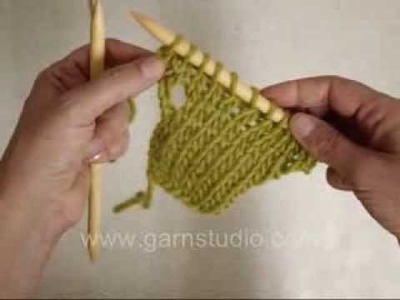 DROPS Knitting Tutorial: How to do yarn over when purling