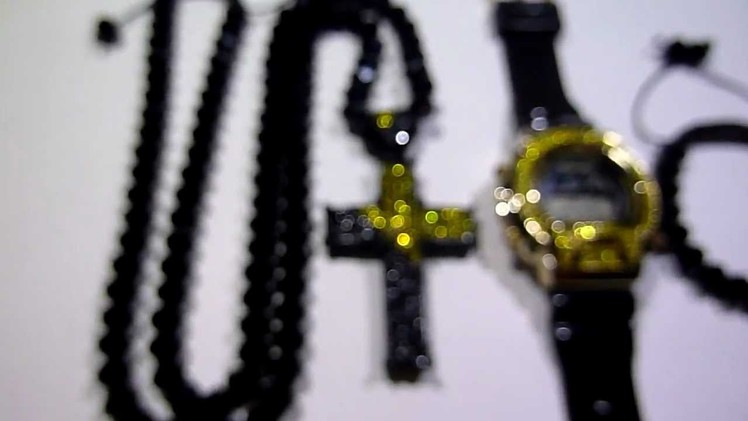 (SOLD)COMBO: $135 "Adjustable" Black Diamond bead type Chain +Bracelet +Cross +G-Shock type watch!