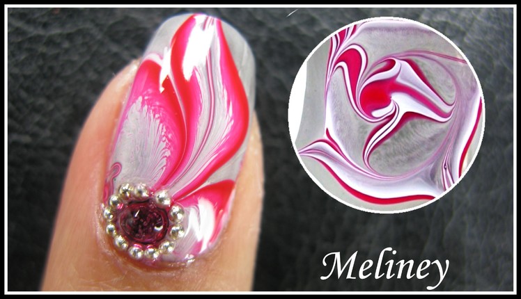 WATER MARBLE NAIL ART TUTORIAL | ENCHANTED FOREST RED FLOWER FEATHER NAIL DESIGN MANICURE EASY DIY
