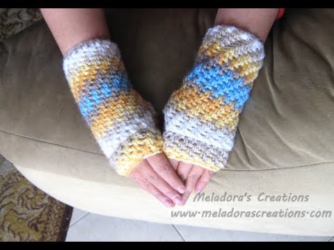 Brick Stitch Finger less Gloves - Left Handed Crochet Tutorial