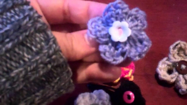 Crochet Flower Hair Clips.