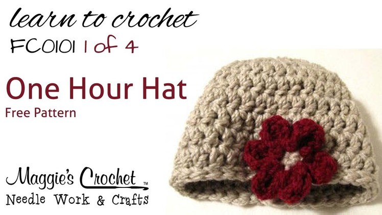Crochet Flower Hat Pattern Easy How to by Maggie Weldon Part 1 of 4