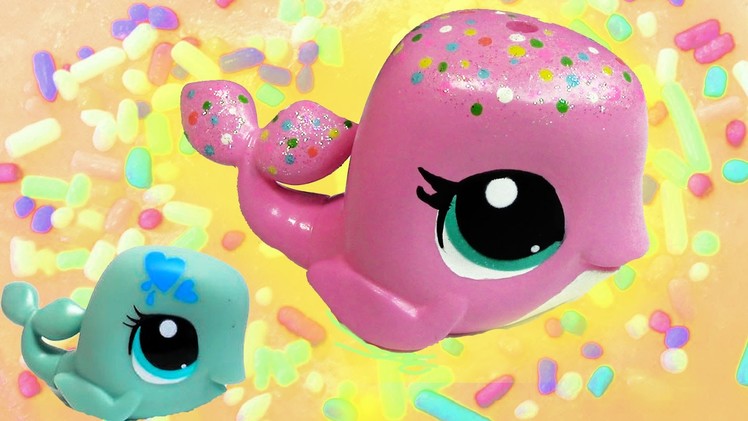Custom LPS Whale Pink Rainbow Sprinkle Vanilla Cake Inspired DIY Littlest Pet Shop