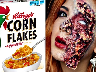 DIY: Rotten.Zombie Skin using Cornflakes (HALLOWEEN TUTORIAL)